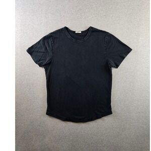 Buck Mason Shirt Mens Large Black Midnight Slub Curved Hem Tee Cotton Made USA